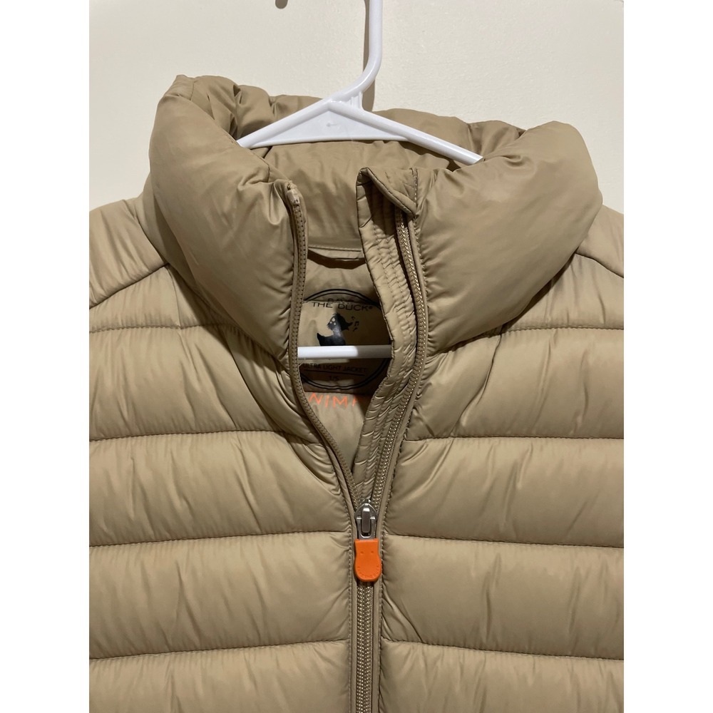 Save The Duck Womens Ultra Light Puffer Jacket Tan Beige Plumtech Size S Small - Picture 2 of 9